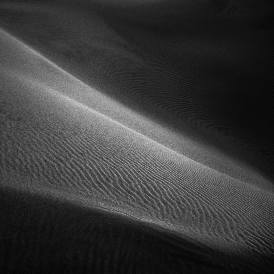 Oceano Dunes California monochrome black and white sand Patterns moon shapes lines light silence zen garden