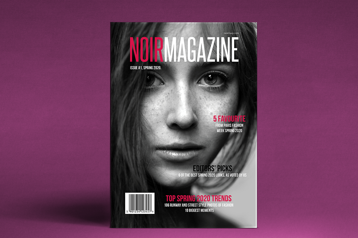 Fashion  noir pink modern magazine girls cover print