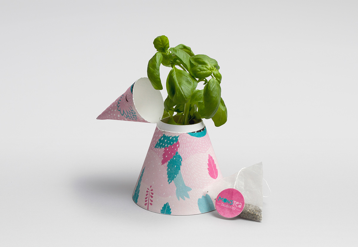 children kids tea Plant monster Magic   eco reuse caffeine mint rose energy theine Packaging berry