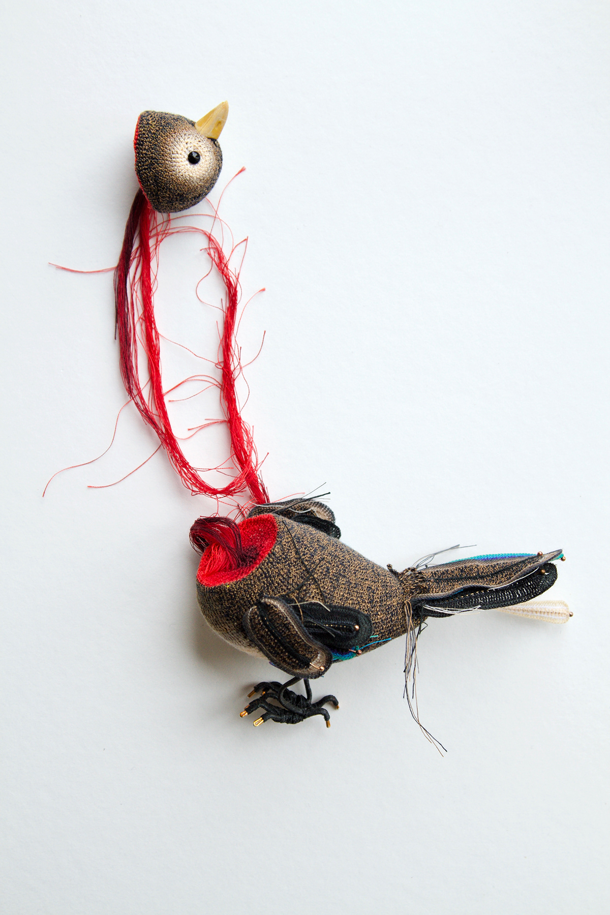 textile bird little bird soft sculpture crochet bizarre metaphor threadart miniture art creatures