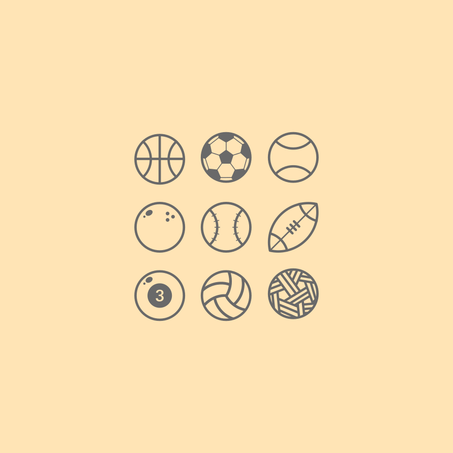 Icon ball sport game ILLUSTRATION  football Rugby basketball