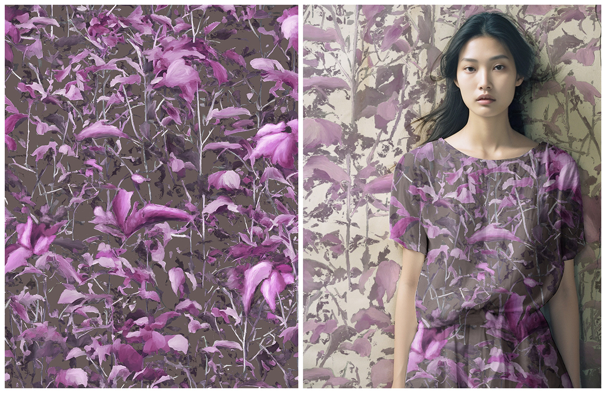 seamless pattern floral leaves autumn print textile design surface design fabric