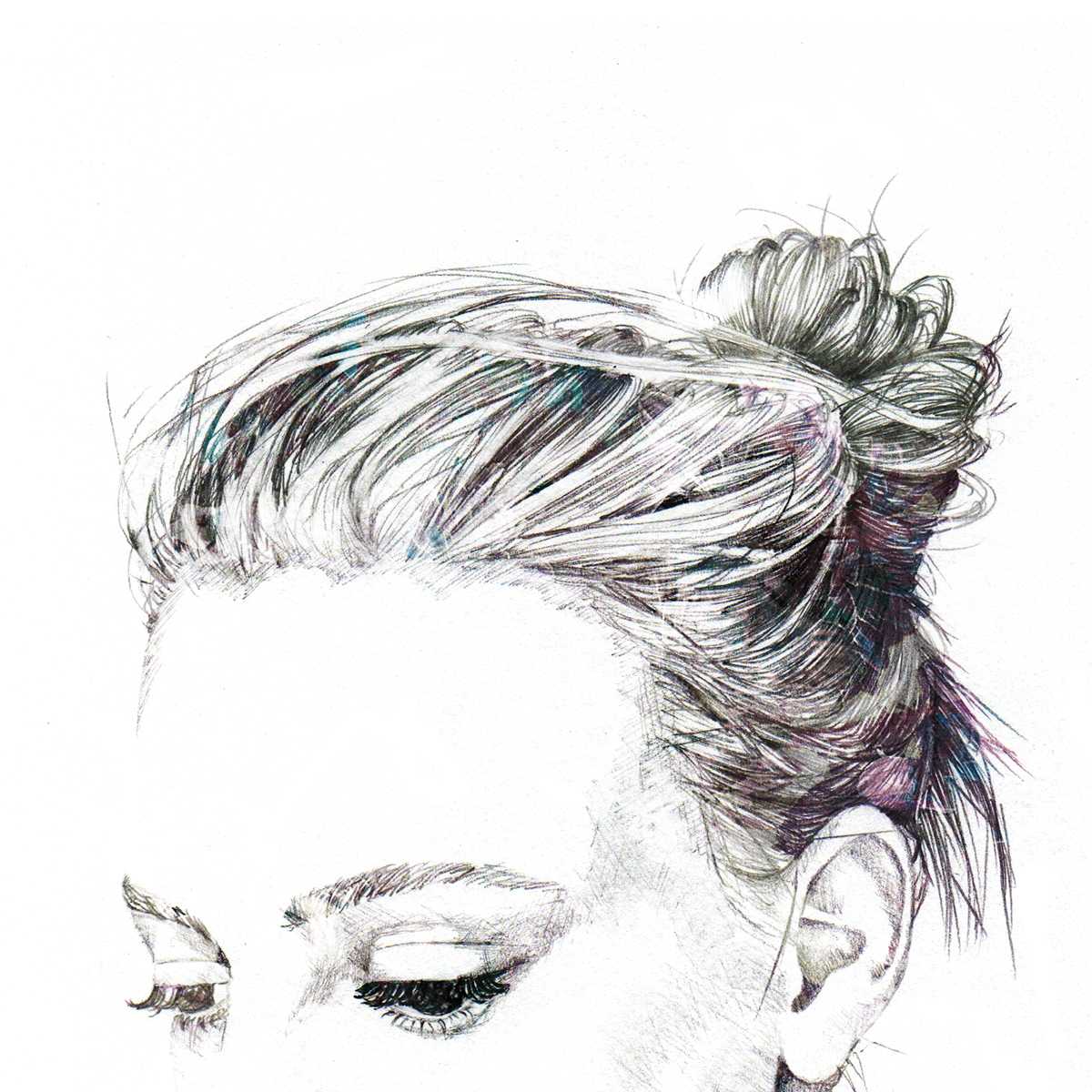 sketching portrait fashion illustration model beauty floral photoshop feminine face hair
