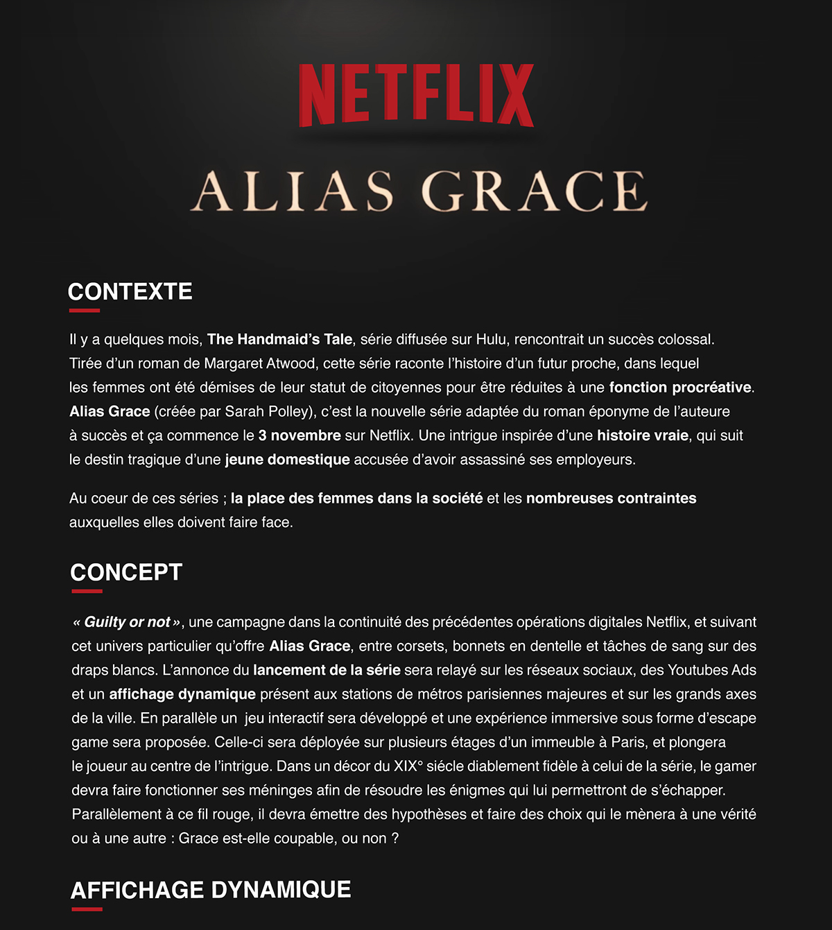 Netflix series alias grace Advertising  game UI women