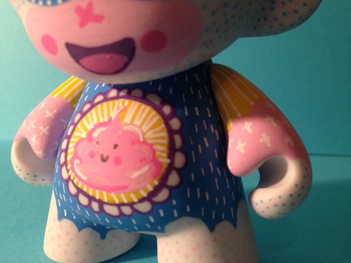 Munny toy cute pretty cloud Hand Painted doodle kawaii sweet POO happy Space  Custom art toy custom diy toy