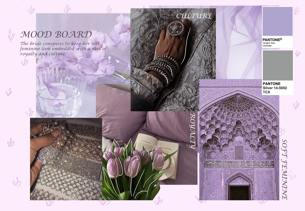 bridal Fashion  fashion design Embroidery textile design lavender