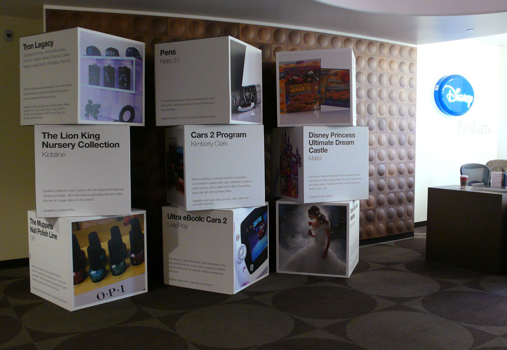 disney Consumer Products Awards Displays installation Disney consumer products cubes boxes logo Walt Disney
