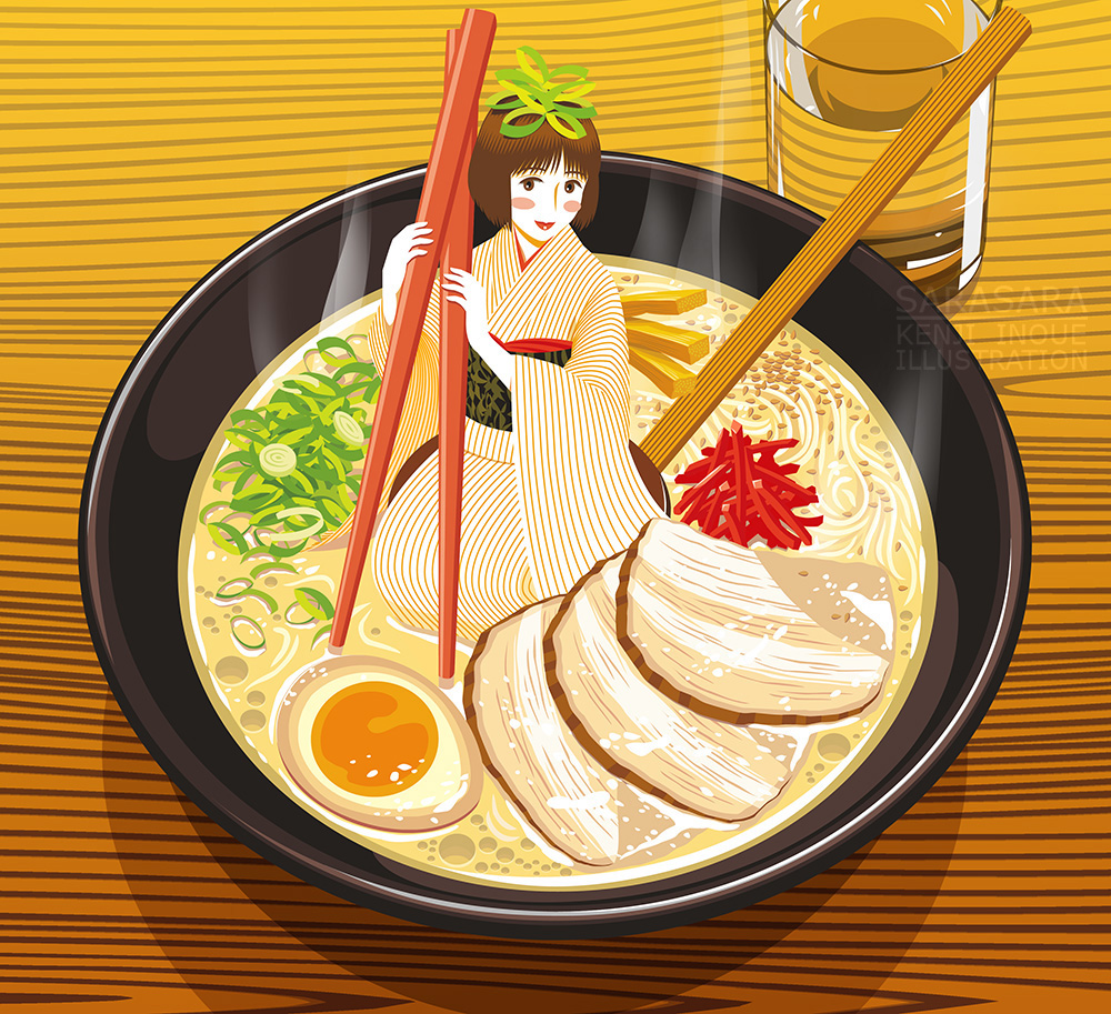 female fancy girl japan dreamy Food  Sushi noodle Sweets Character digital colorful