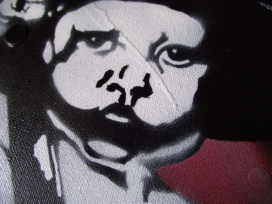 canvas spray paint stencils acrylic paints War boy Gun dark canvas art graffiti art urban art acrylic painting red baby child