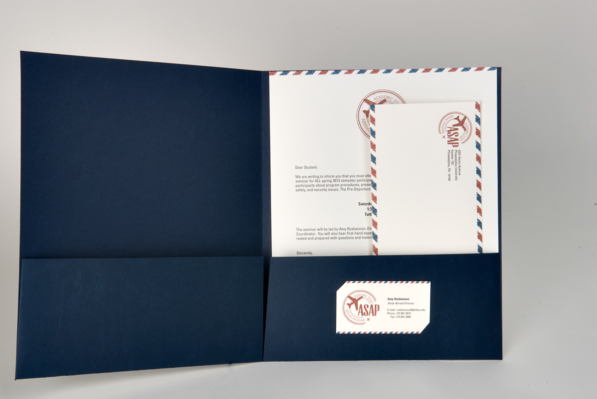 kaylee dailey Corporate Identity study abroad presentation folder  Application business card envelope
