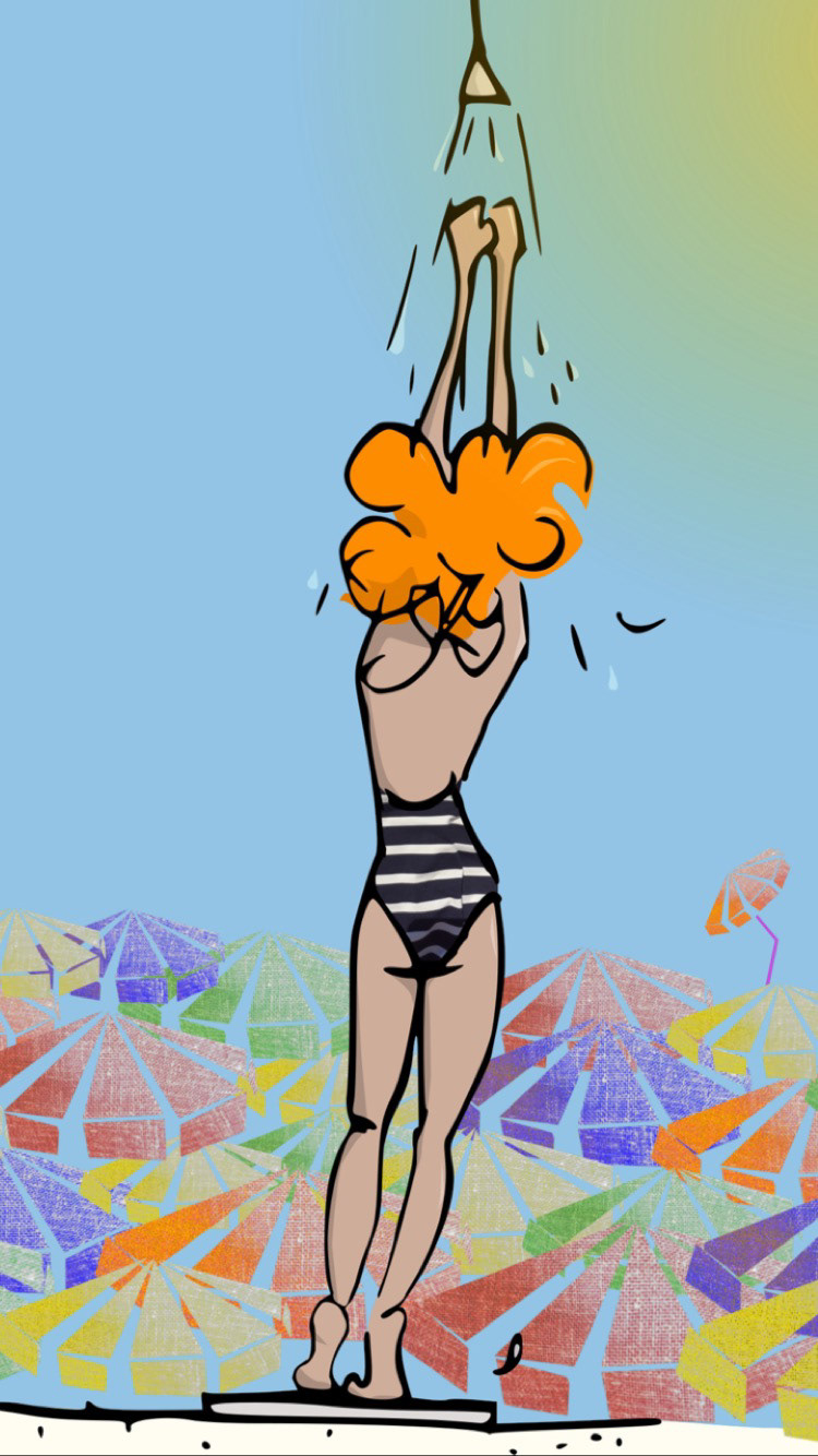 color Couleur douche ILLUSTRATION  maillot de bain mariniere matière mélange technique parasol SHOWER stripes swim suit texture
