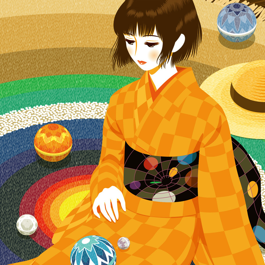 female imaginative woman girl kimono japan Space  digital colorful calendar