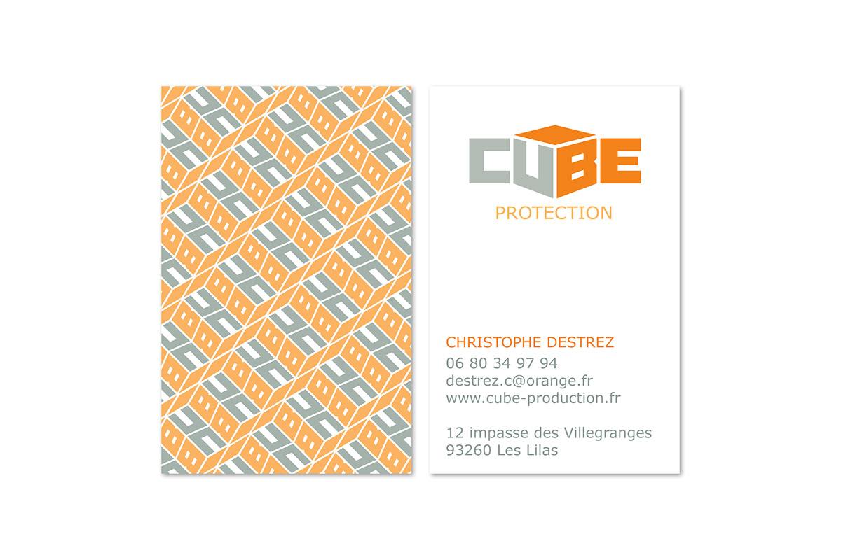 DIY  bricolage  magasin protection orange cube logo papeterie carte de visite matériel