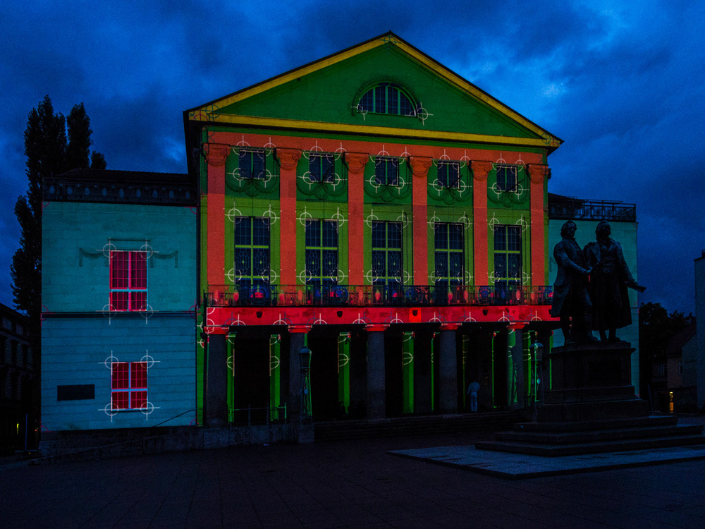projection mapping Mapping 3d Mapping weimar genius loci facade Theatre deutsches national theater  #glw14