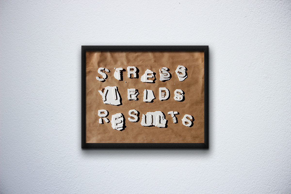 stress results poster plaster mould cardboard manifesto