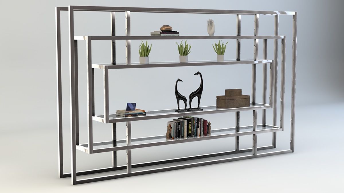 bookcase steel glass furniture inception