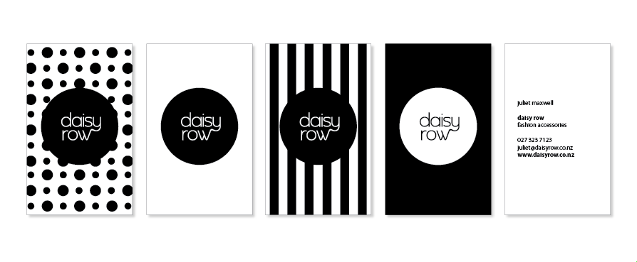 daisy row edgy funky sophisticated Classic logo accessories black and white