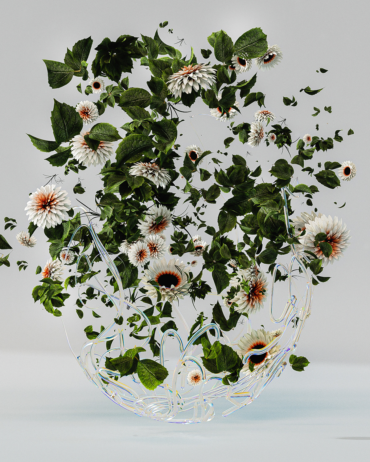 3D abstract cinema 4d concept art Digital Art  digital illustration Flowers garden
