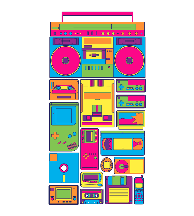 90s sknny cebu Cebucity philippines edzel color art design nostalgic nineties boombox diskette walkman