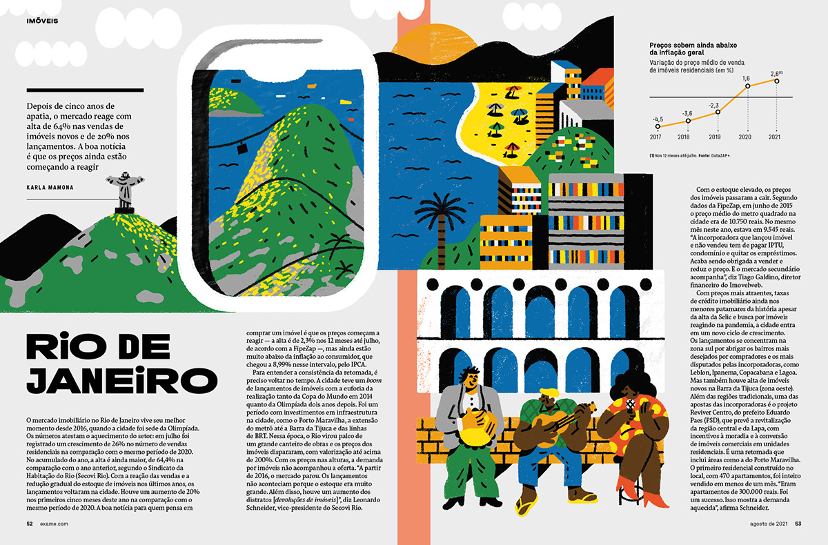 cidades editorial design  Exame ILLUSTRATION  imóveis magazine magazine layout revista Revista Exame spreads