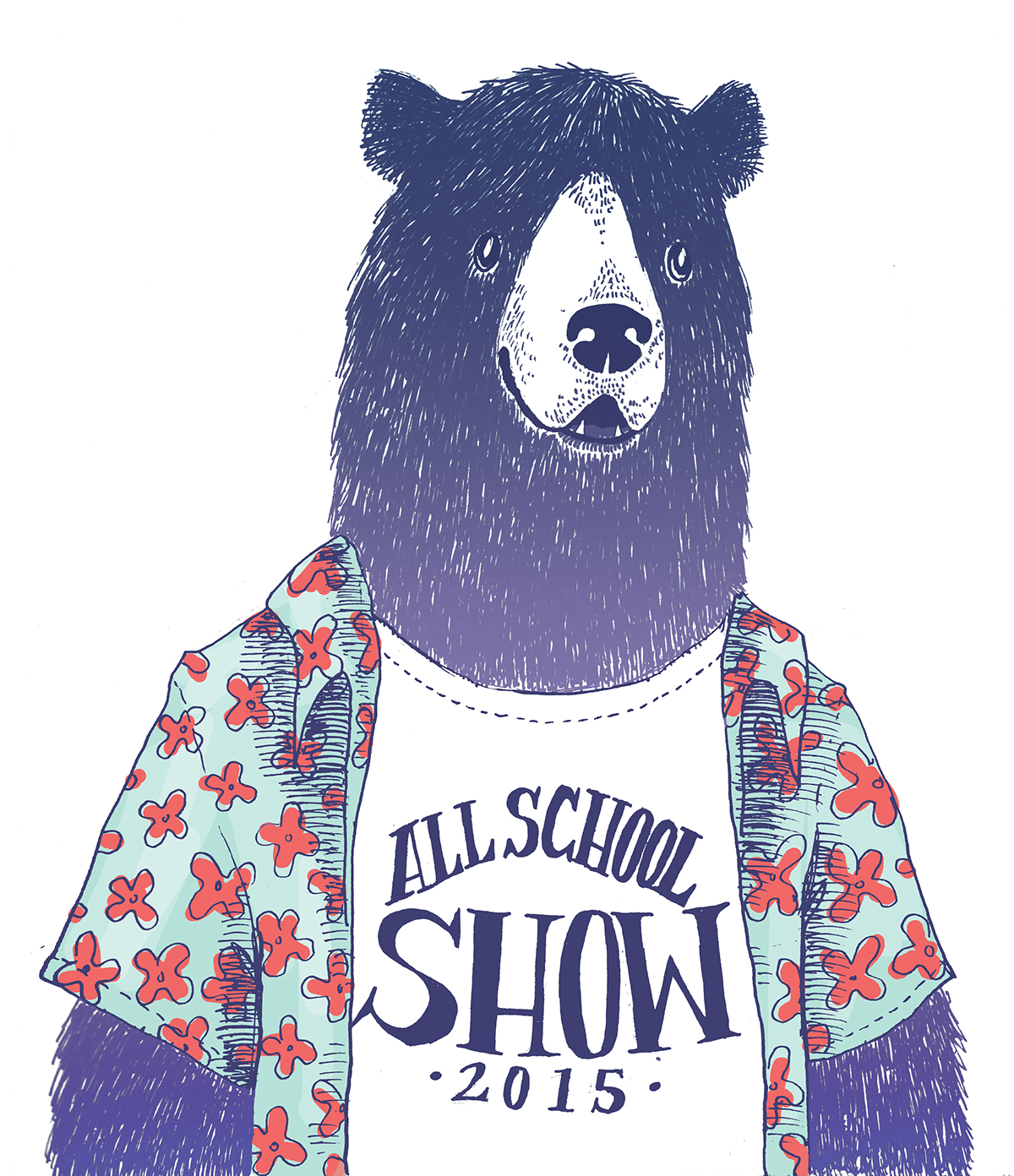 illustration2015 bear hawaiian shirt all school show poster massart