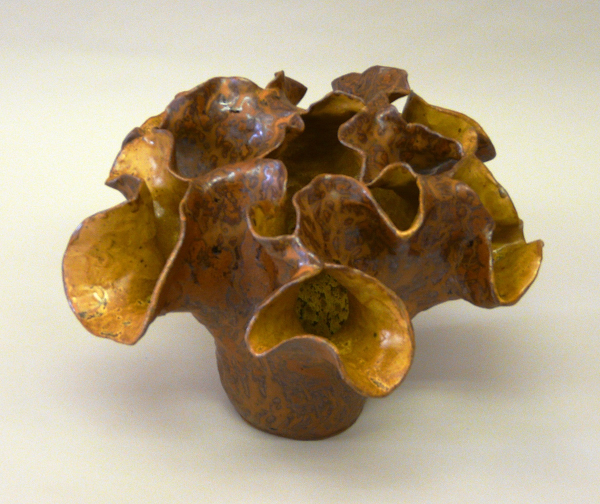 clay ceramics  art stoneware Vase fluted glaze color highfire sculpture
