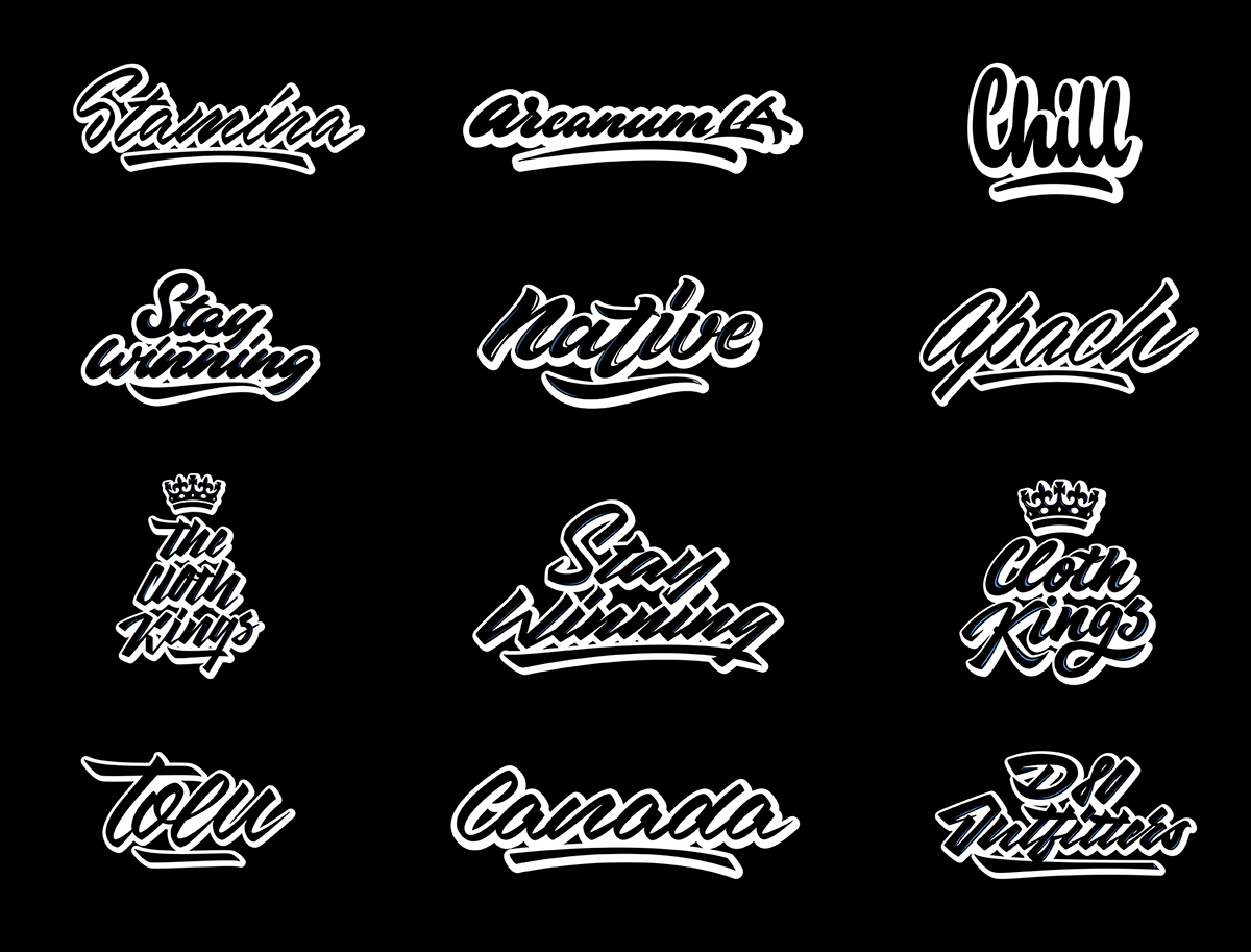 lettering Calligraphy   cursive Script HAND LETTERING vector Collection type words typography  