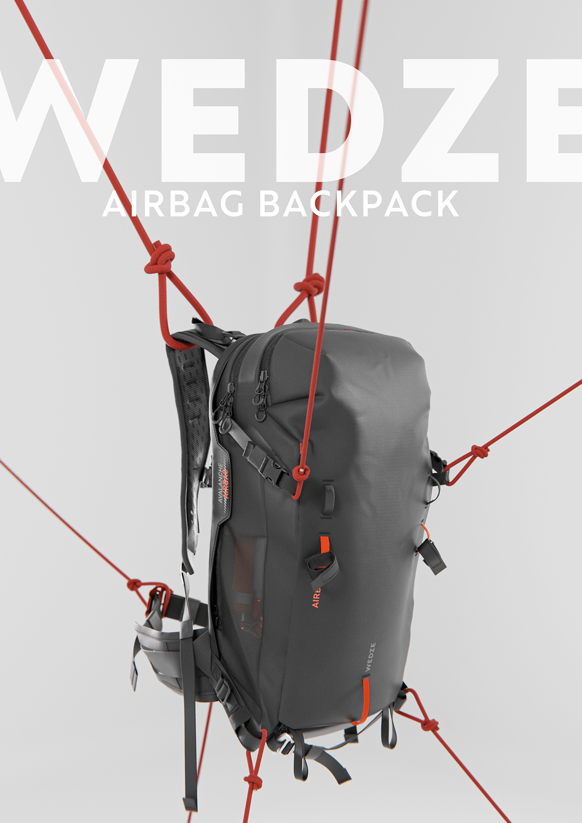 3d modeling animation 3d backpack CGI industrial design  product design  skiing sports textile visualization