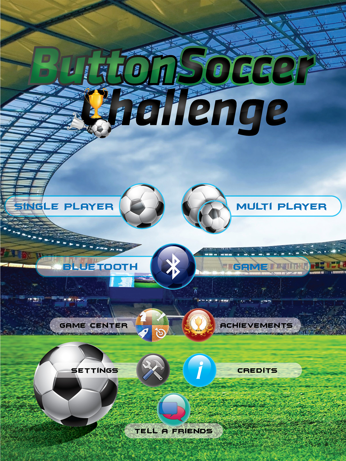 button soccer iPad game football menu UI ui design user interface design Game UI Desgin apple ipad