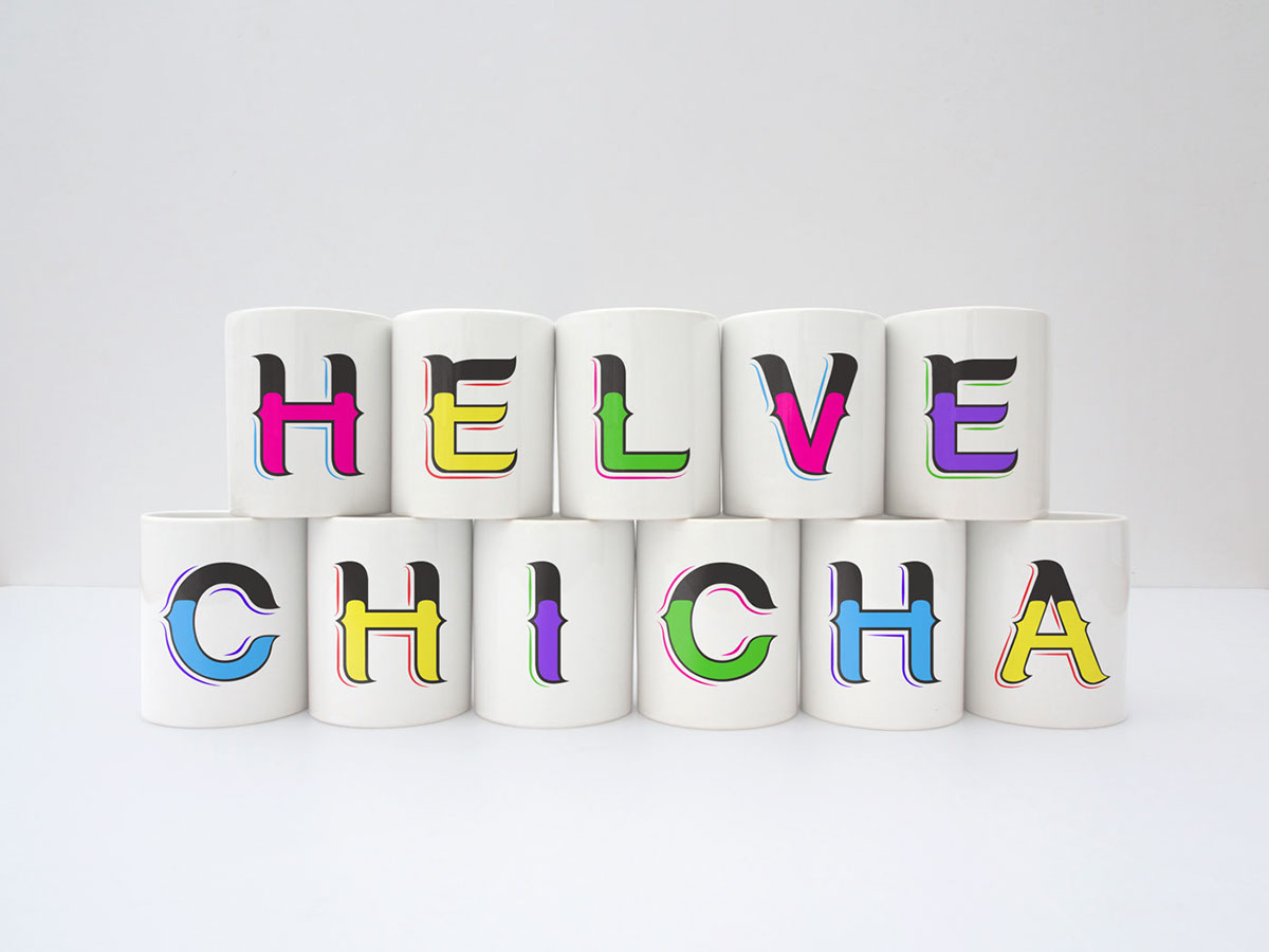 helvechicha tipografia caligrafia lima peru chicha patches Mugs gráfica popular lettering helvetica