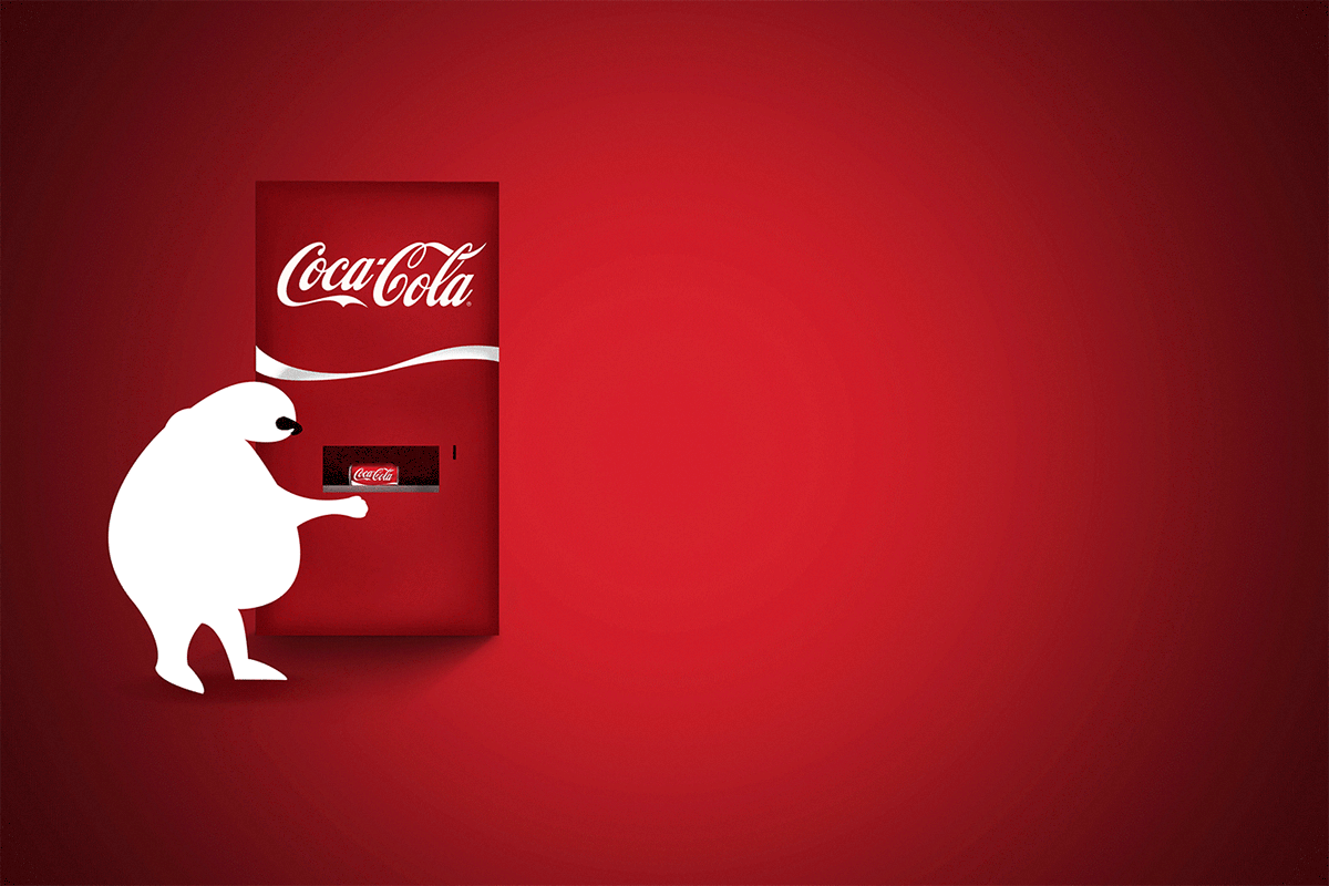 Coca-Cola campaign posters press ad red design sarcastic funny animated illustration