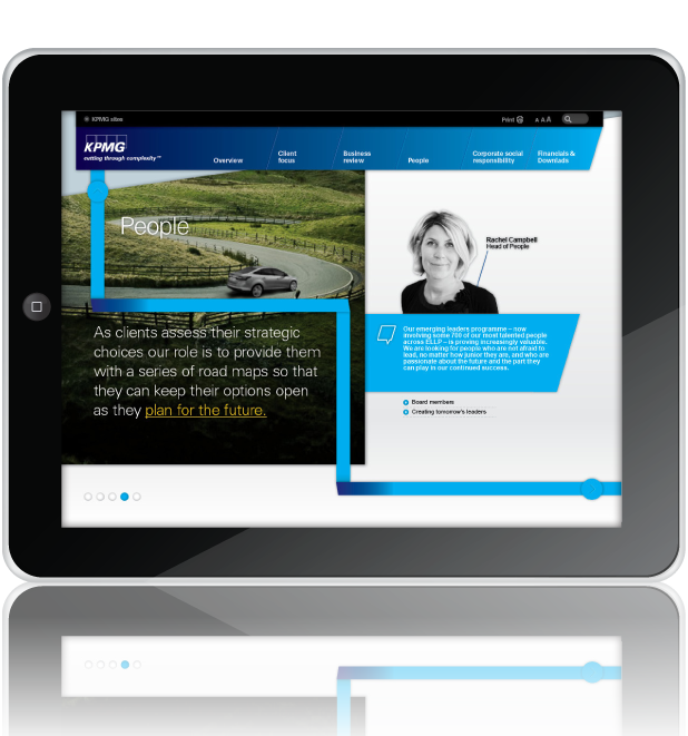 kpmg annual report user interface Parallax Scrolling interactive journey ux UI corporate mobile sophisticated storytelling   minimal
