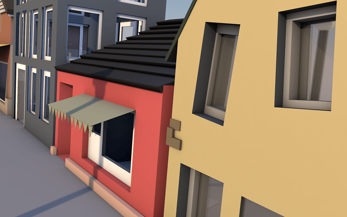 3D c4d cinema4d houses set Landscape modelling neighborhood