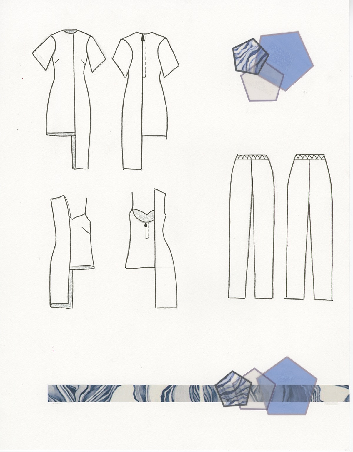 fashion design rtw Collection Spring/Summer boho Minimalism nautical blue White