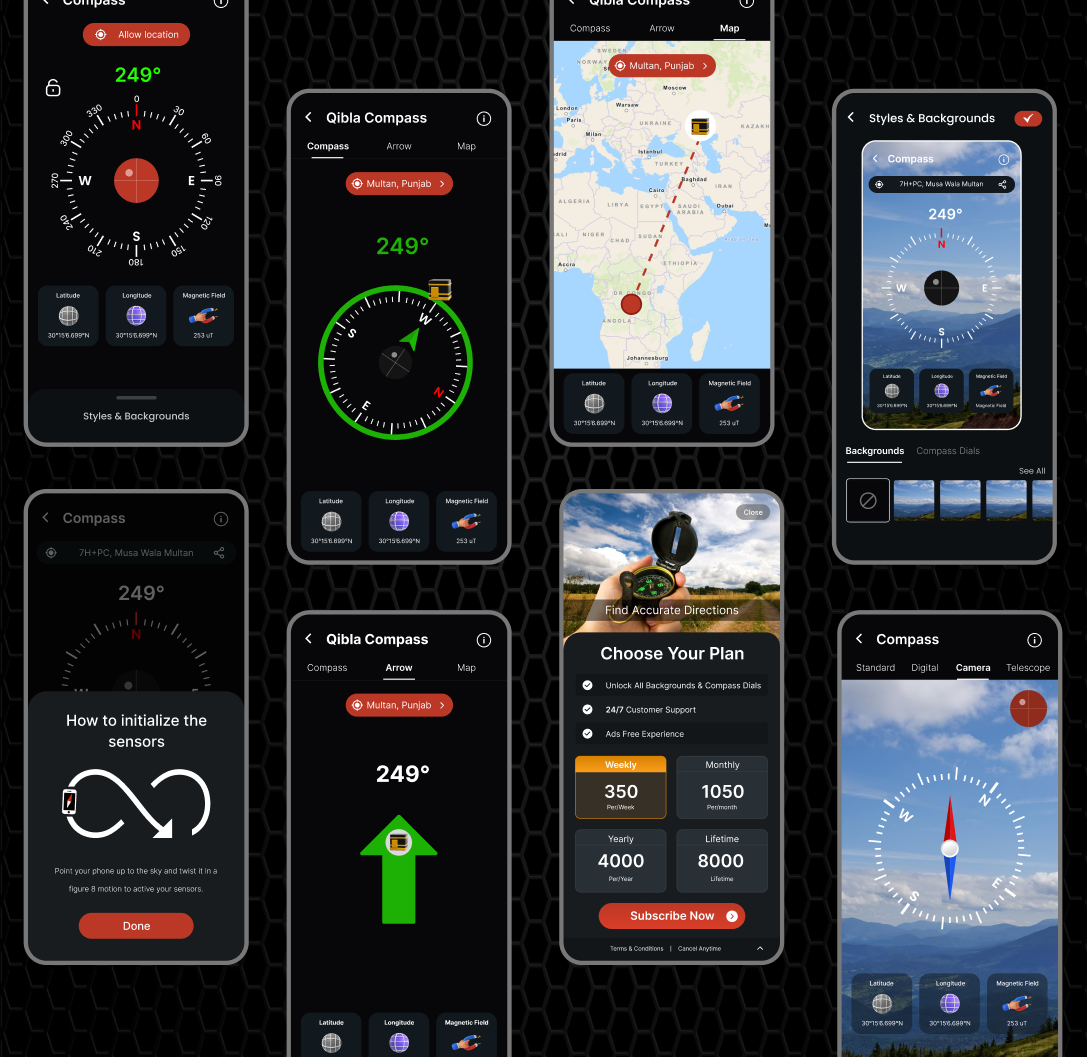 compass app design UI/UX ui design ux/ui Mobile app Figma UX design app design