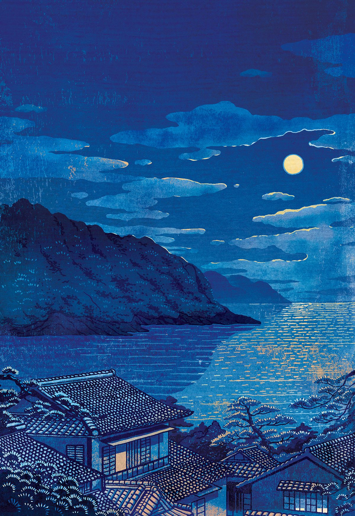 book book cover by the shore cover japanese illustration moon sea seashore waves
