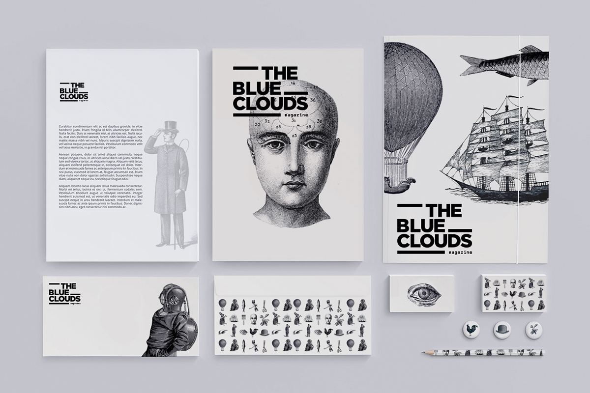 Thesis collage collage editorial magazine blue clouds icons Victorian Age vintage illustrations politecnico di torino mag ArtDirection collage artist story of collage collage magazine