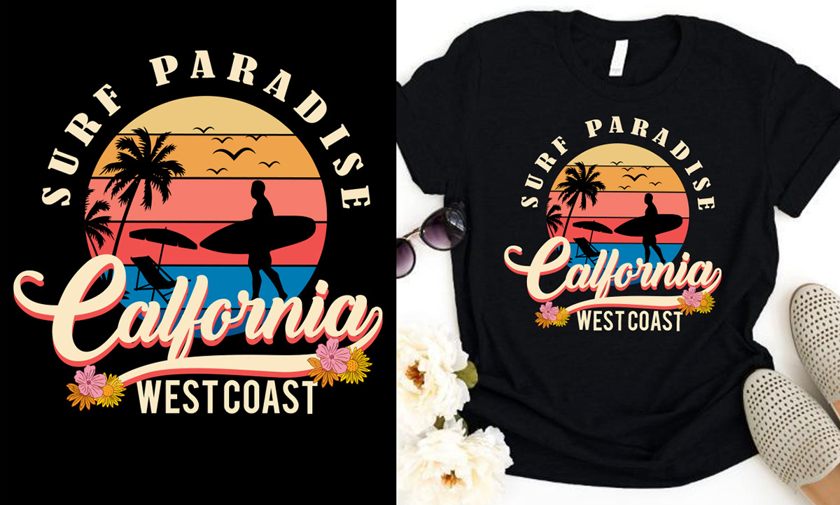 tshirt Tshirt Design typography   typography design vector summer party beach calfornia summr t- shirt design
