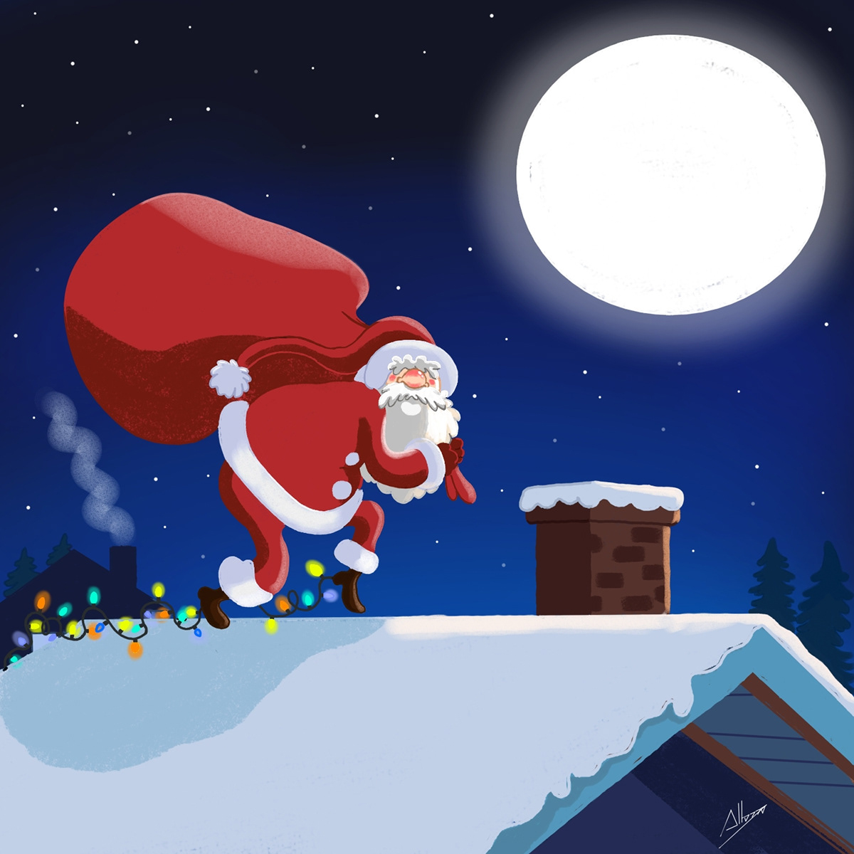 SantaClaus Christmas new year Holiday celebration ilustracion Digital Art  ILLUSTRATION  artwork merrychristmas