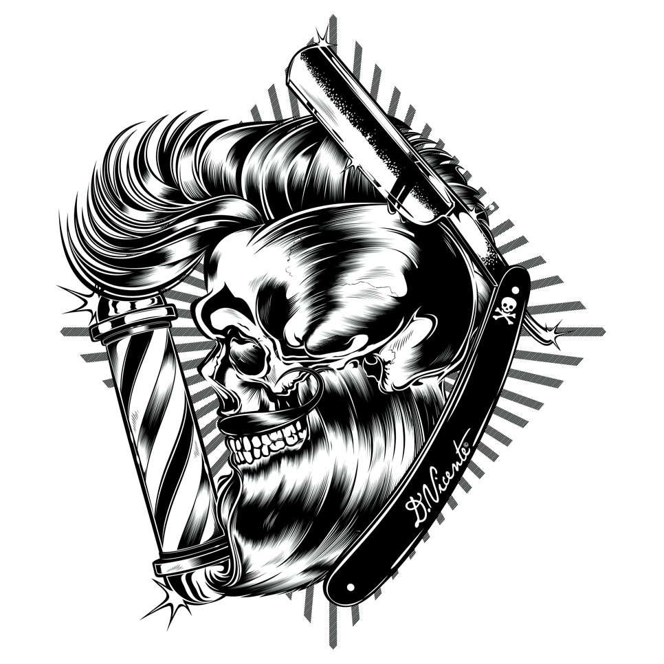 Adobe Portfolio barber shop skull tattoo kustom kulture greaser Rockabilly beard barber haircut D.VICENTE david vicente rock'n'roll Hipster