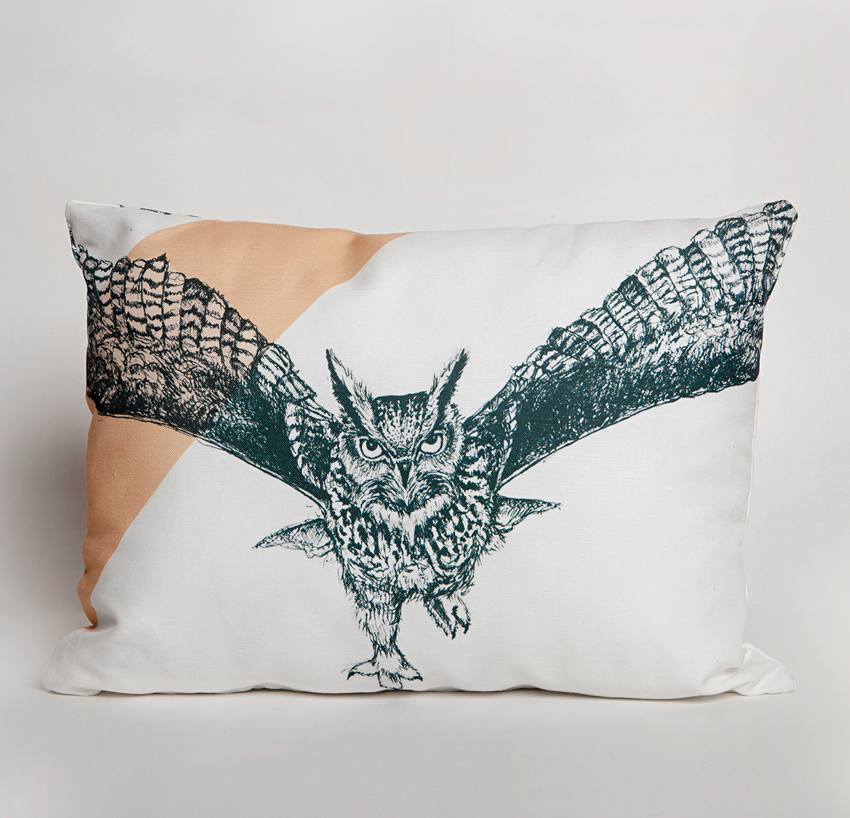 wild animals pillow textile bear lion owl horse FOX golden deer handmade ink drawings canvas