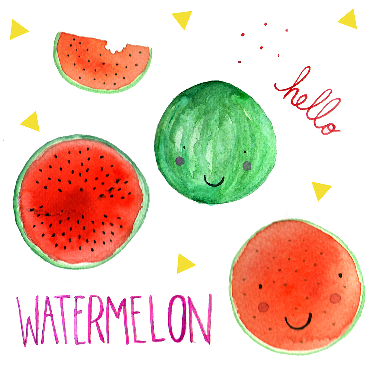 watercolor fruits kids illustration Natural Smoothies