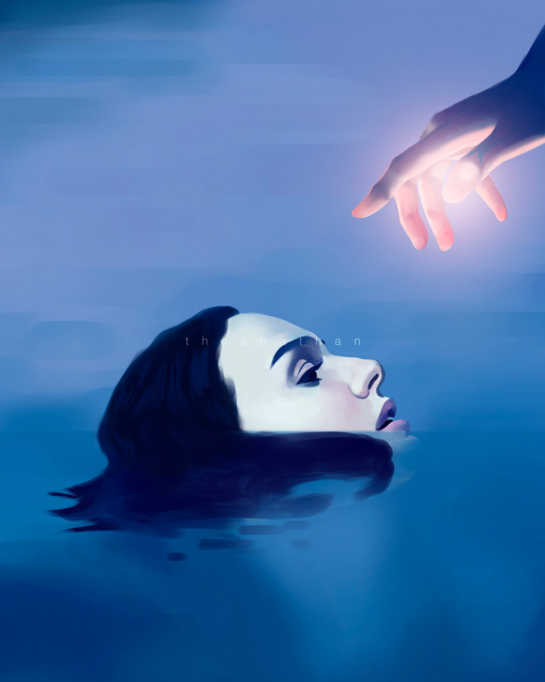 blue digital painting painting   water woman