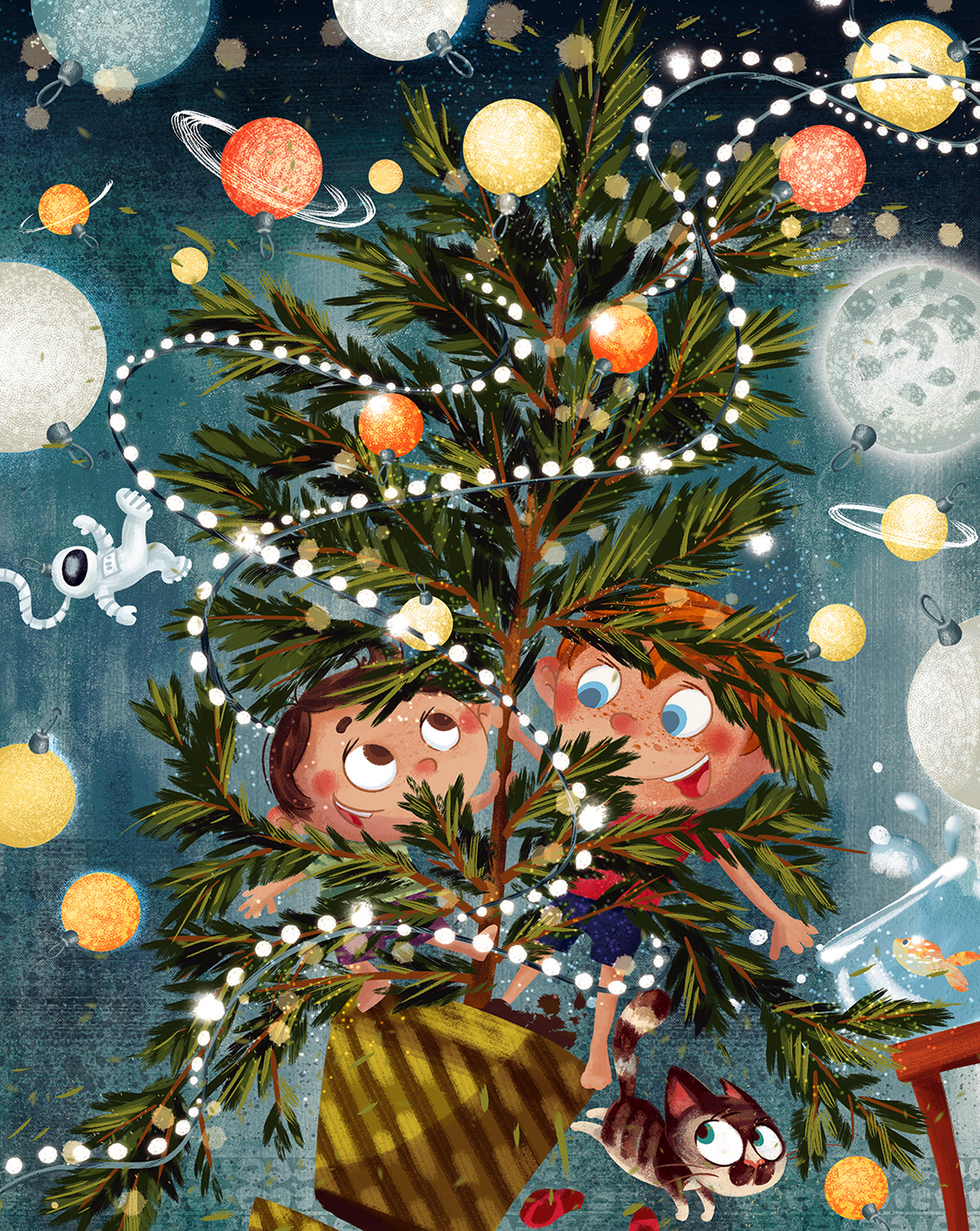 ILLUSTRATION  Character design  Christmas new year christmas Tree Layout Design magazine children children book comics
