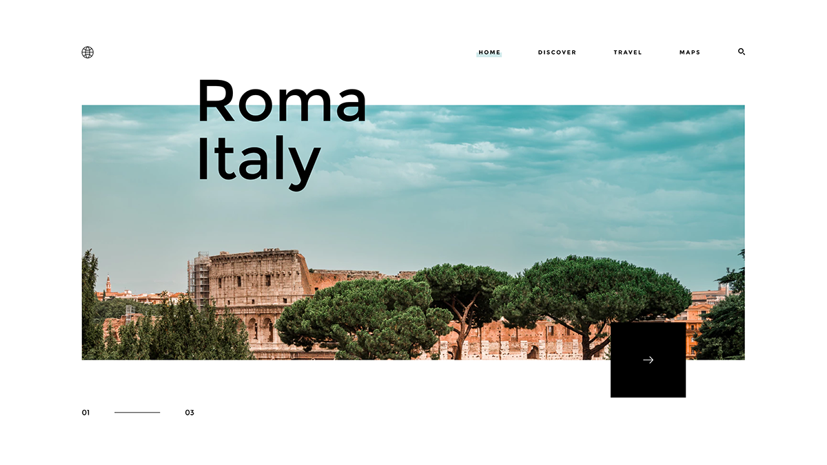 Italy landing landing page UI Travel roma italia Interface