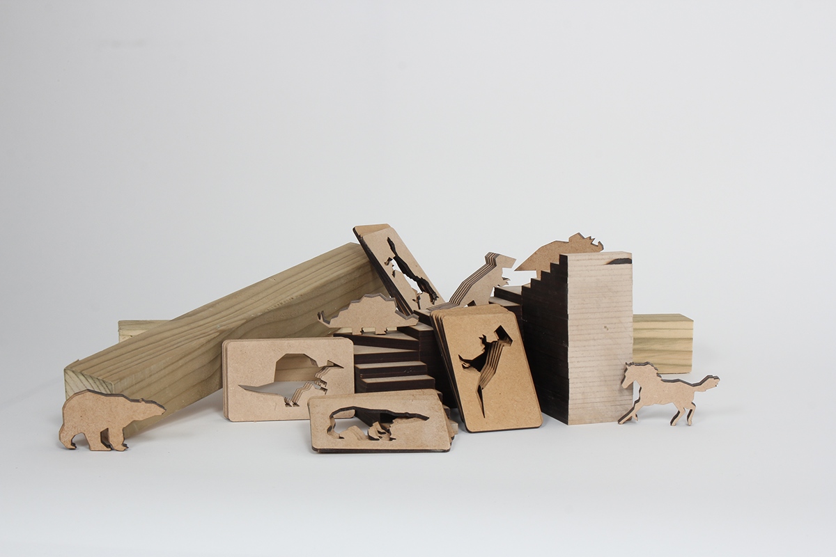 wood cards wooden cards  dinosaurus kids Lasercut frame craftman