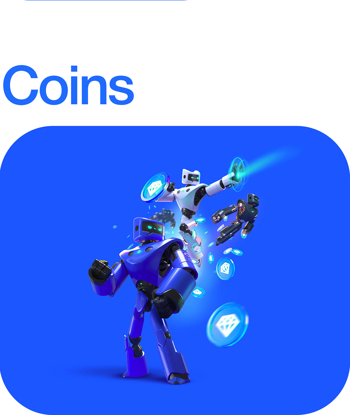 3D action blue Character design  coin crypto Hero ILLUSTRATION  rigging robot