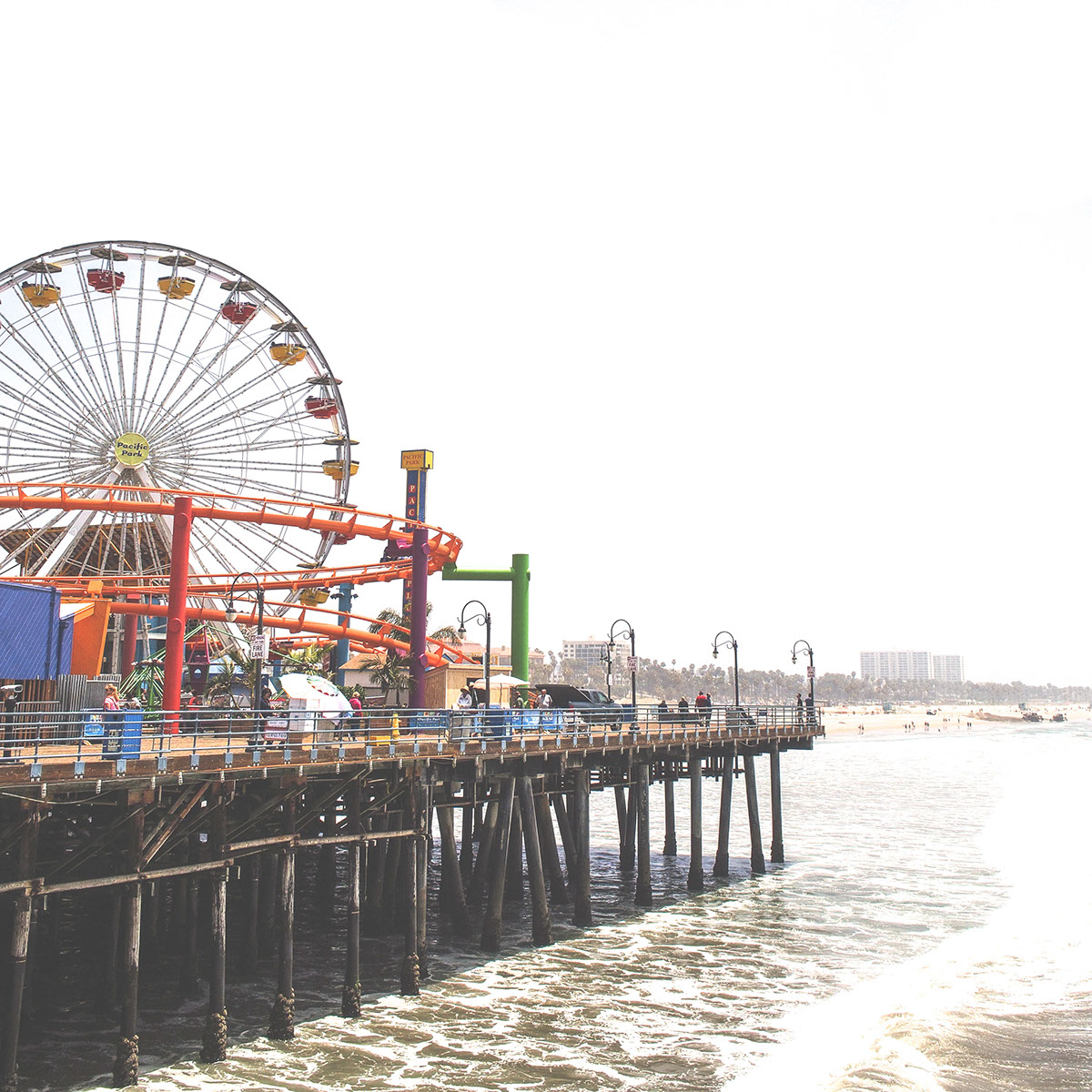santa monica California color Ferris Wheel people