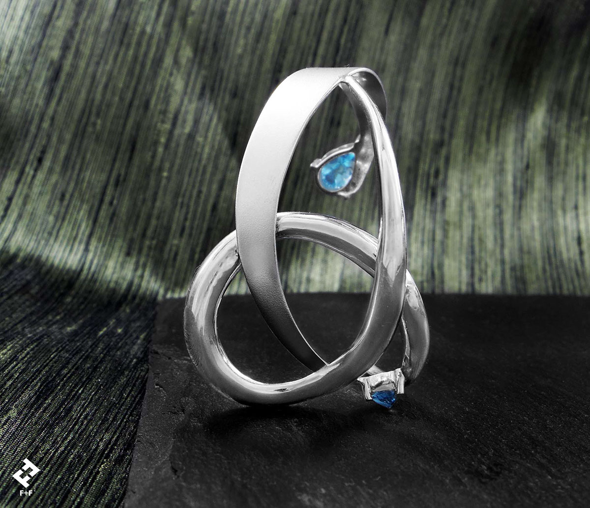 jewelry hand made Accessory silver bracelet bangle Blue Topaz wind stones