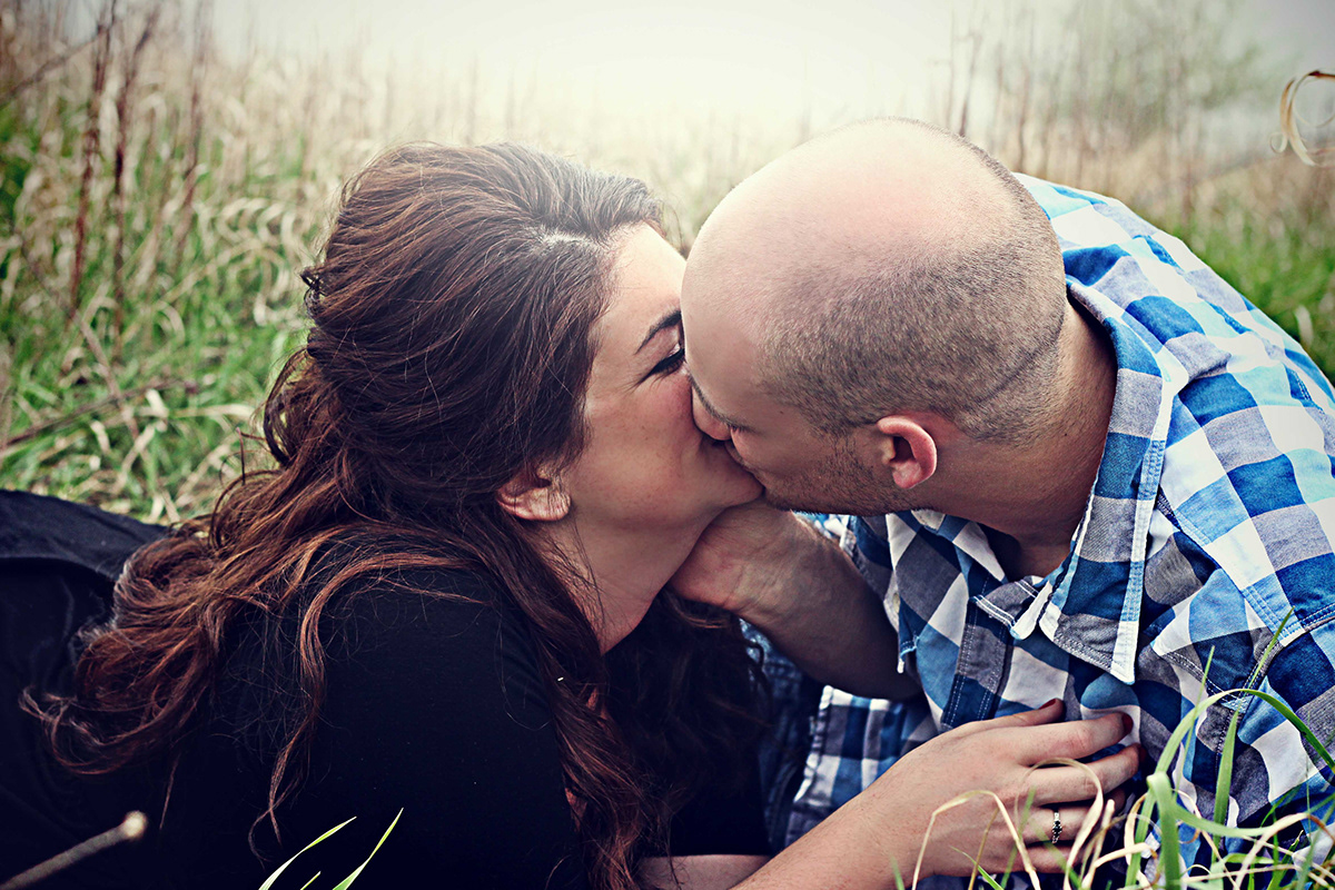 portrait Portraiture engagement Love couple people kiss wedding field Landscape plaid kissing woman man grass ring diamond  Wedding ring engagement ring trees woods vintage spring Fall cute green tie